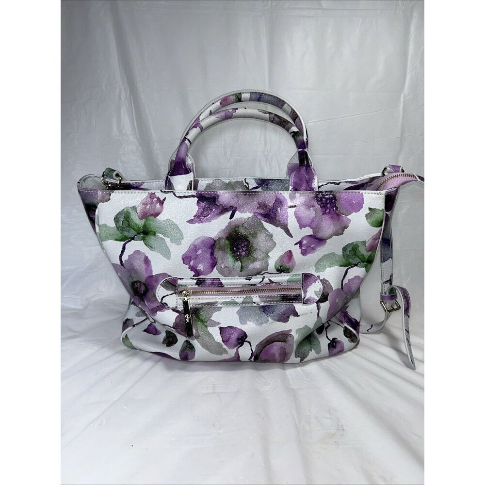 Floral Purple and White Satchel